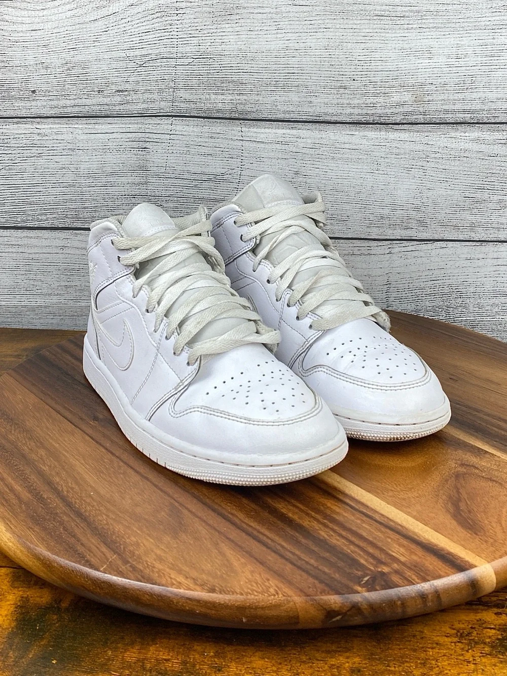 Nike Air Jordan 1 Mid Triple White Men’s Shoes 554724-136 Sneaker Size 8